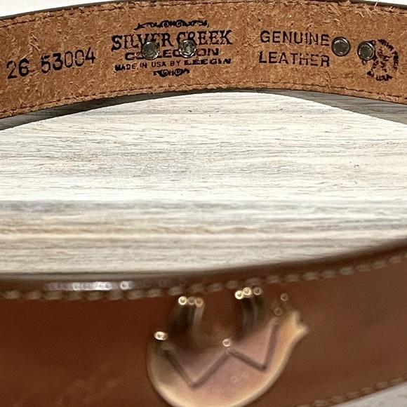 Silver Creek Collection Brown Leather Silver Charm Western Belt Size Small - Picture 14 of 16